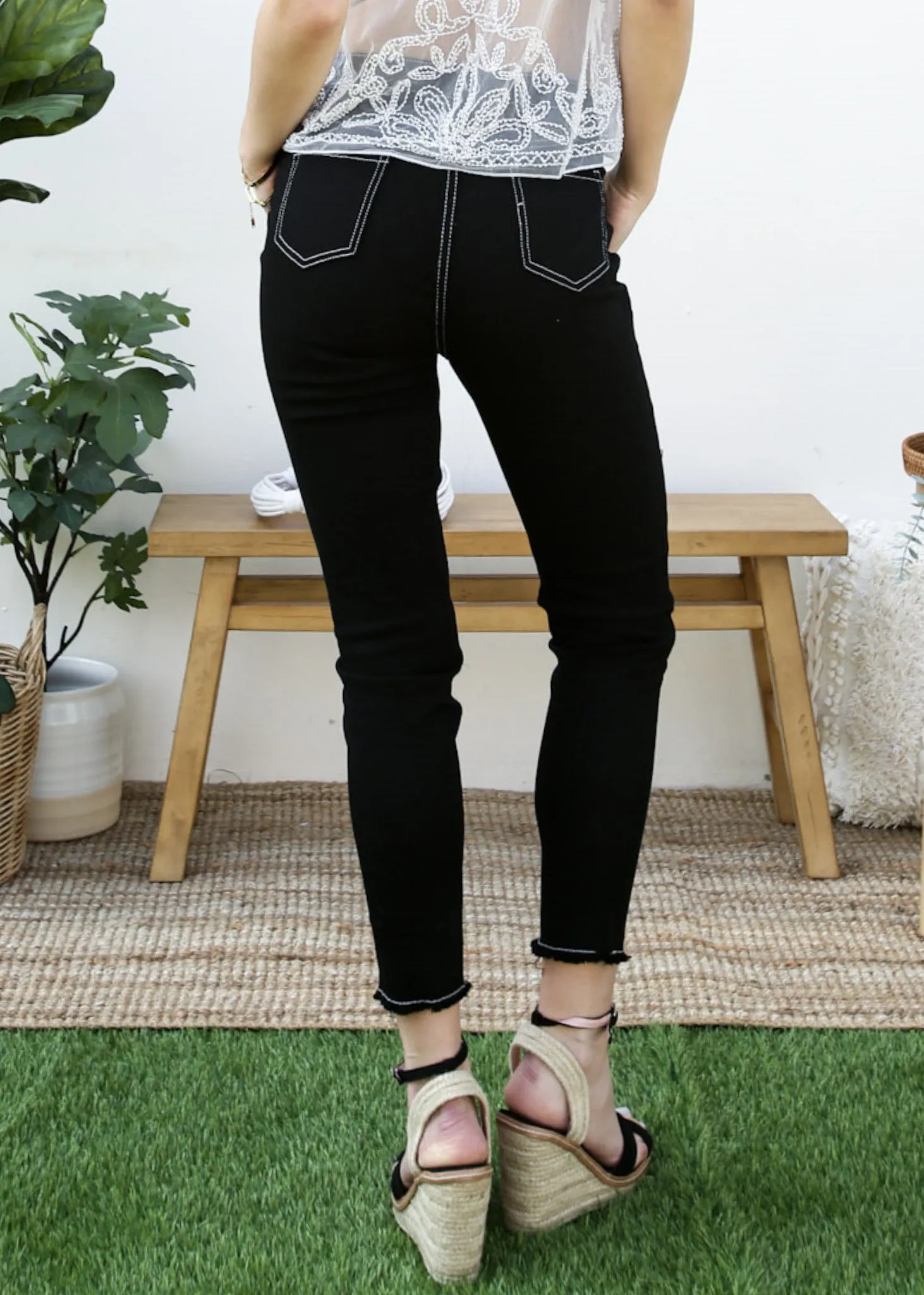Stretch Ankle Ripped Denim Pants sold by Anna-Kaci product image thumbnail 2