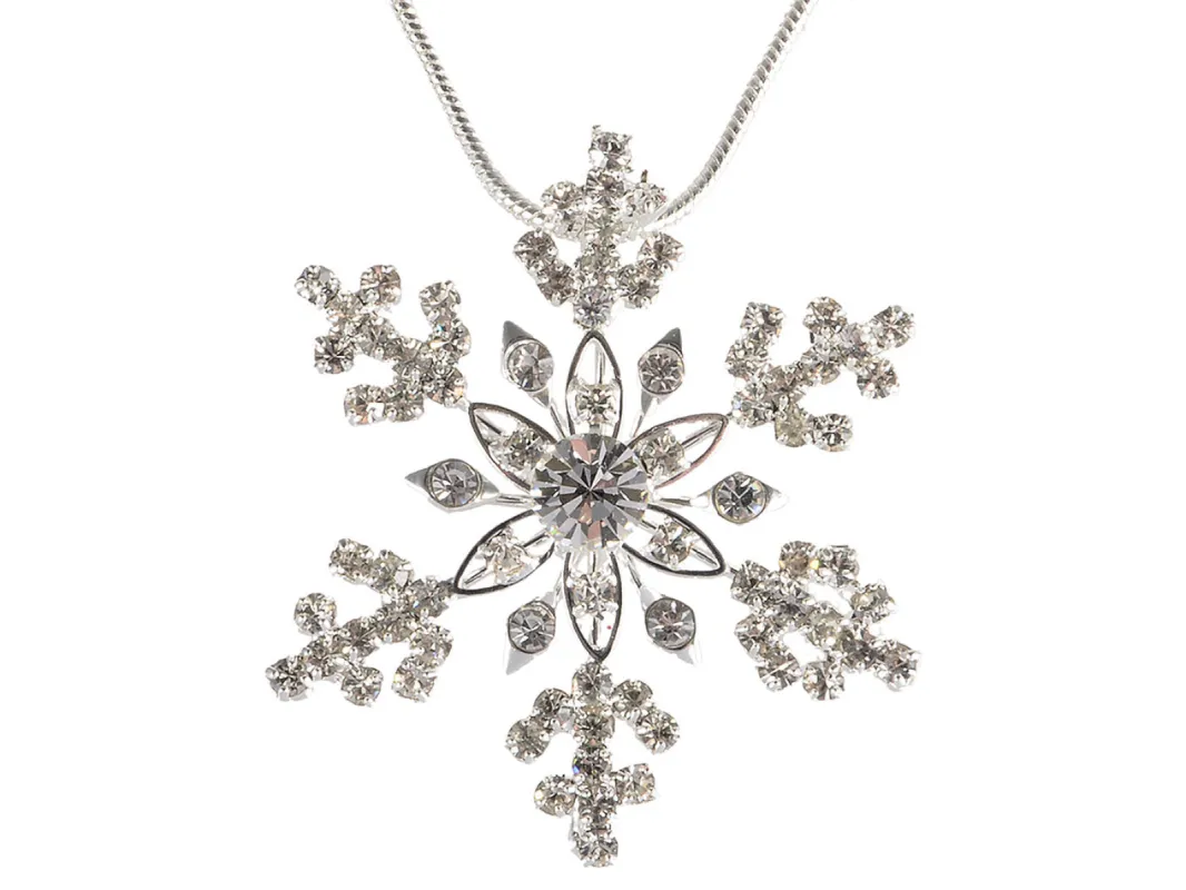 Colored Snowlake Winter Chain Necklace Pendant sold by Anna-Kaci