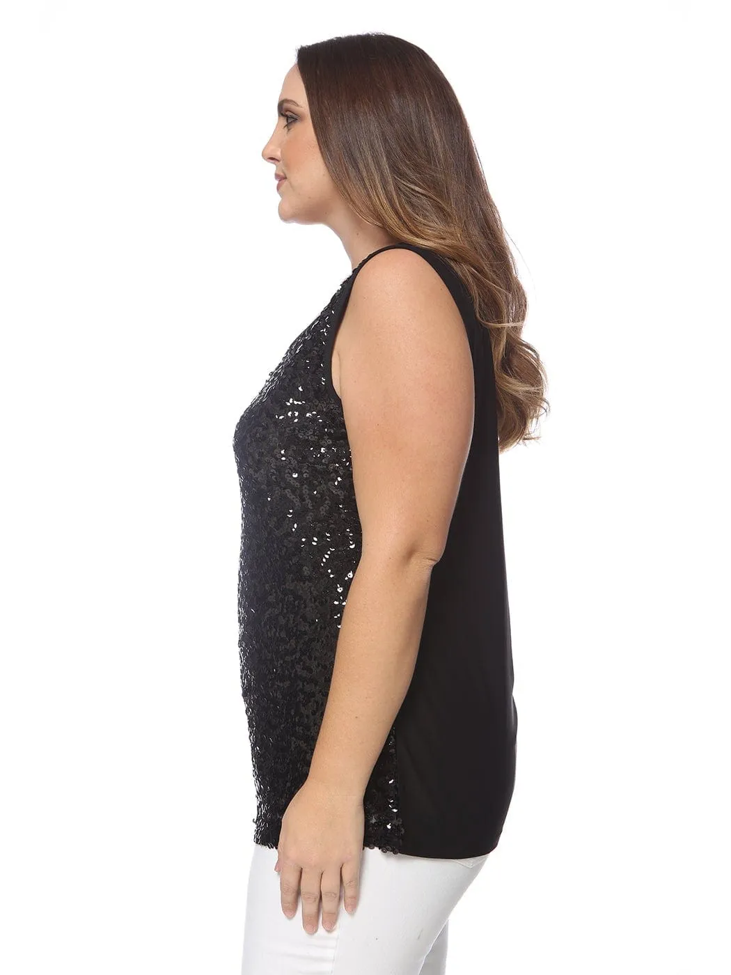 Plus Size Sleeveless Sequin Tank Top sold by Anna-Kaci product image thumbnail 4