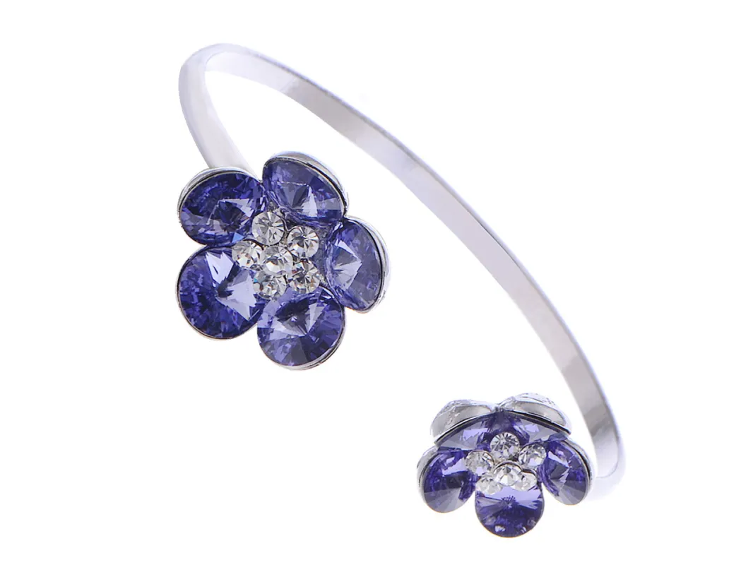 Swarovski Crystal Double Floral Daisy Element Bracelet Bangle sold by Anna-Kaci
