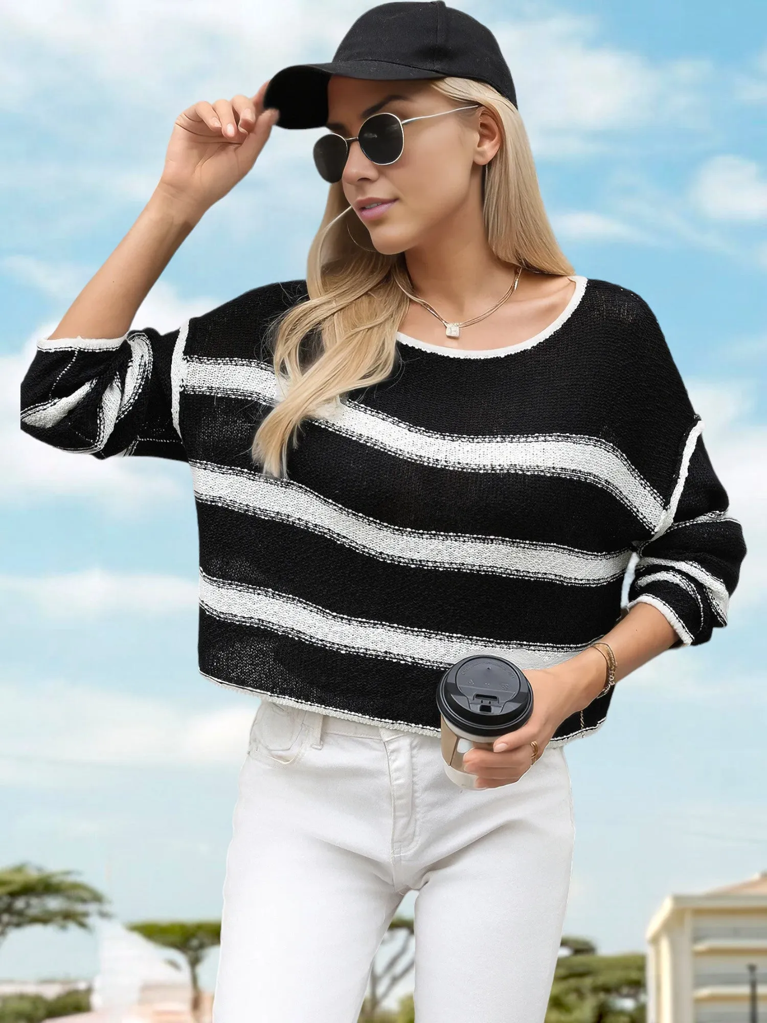Anna-Kaci Women's Striped Long Sleeve Knit Sweater with Crew Neck sold by Anna-Kaci product image thumbnail 3