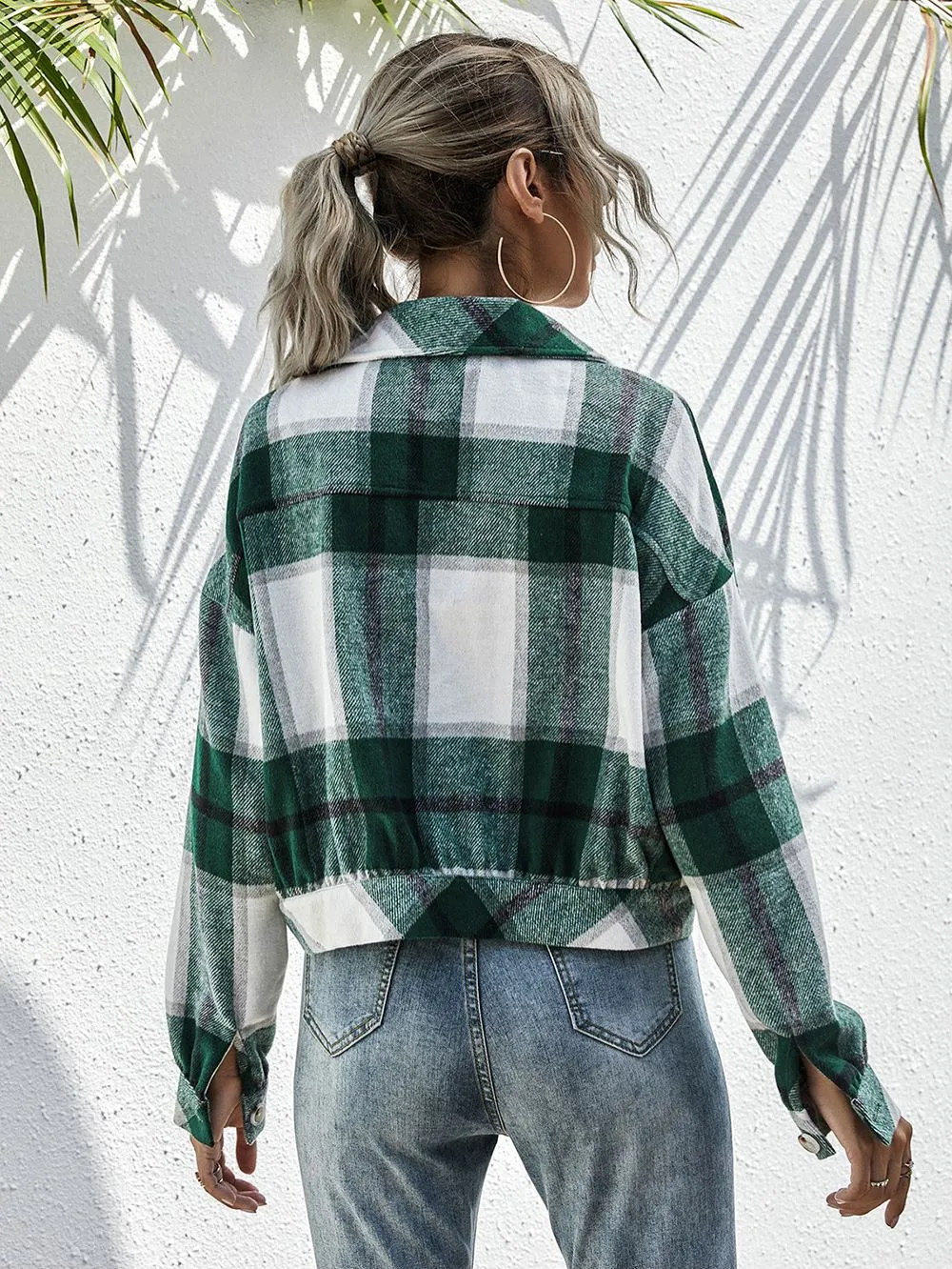 Plaid Print Drop Shoulder Jacket sold by Anna-Kaci product image thumbnail 3