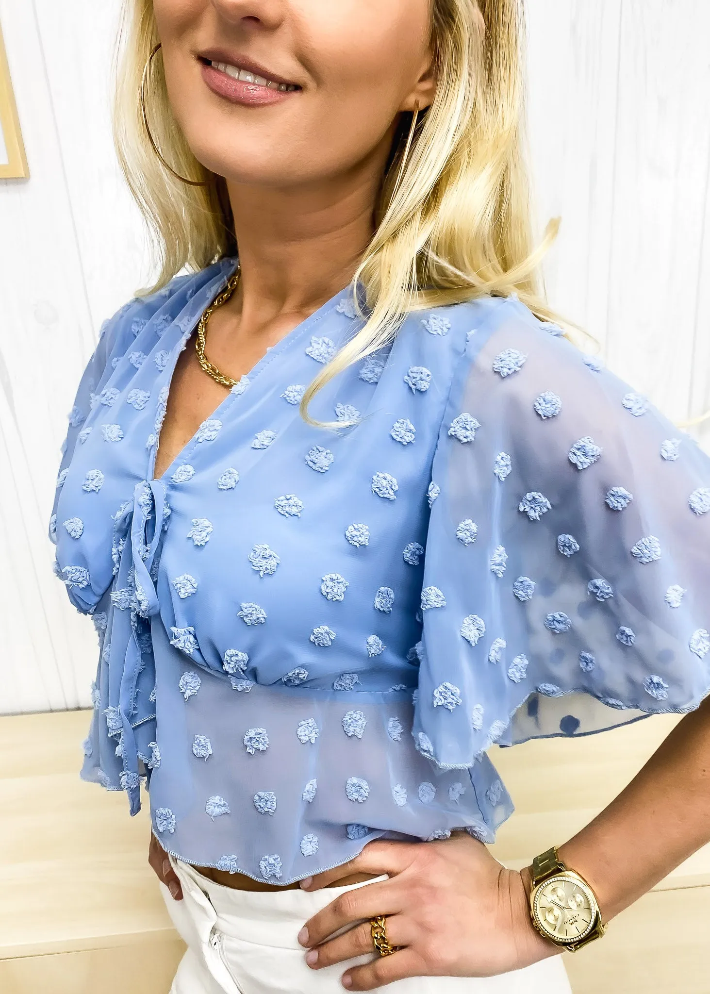 V Neck Tie Front Crop Top sold by Anna-Kaci product image thumbnail 2