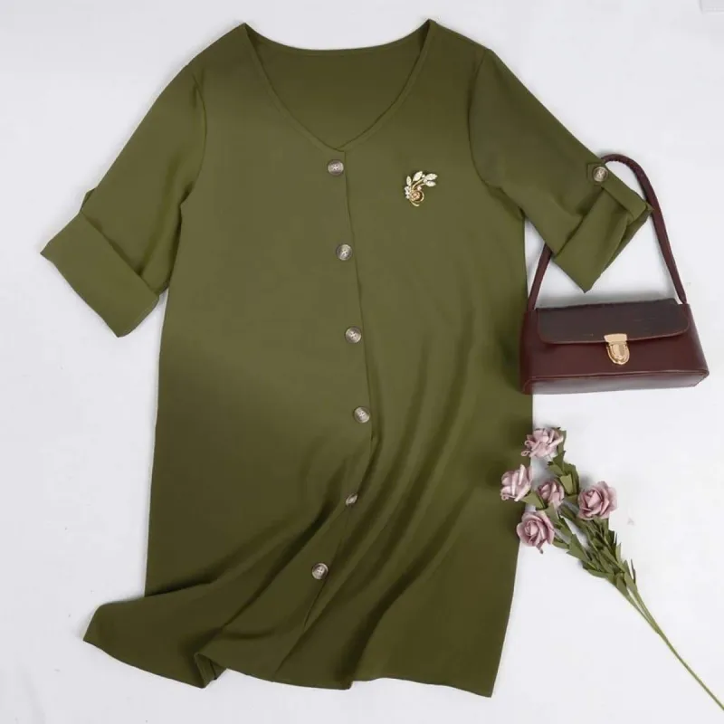 Vintage Flare Woven Button Down Dress sold by Anna-Kaci