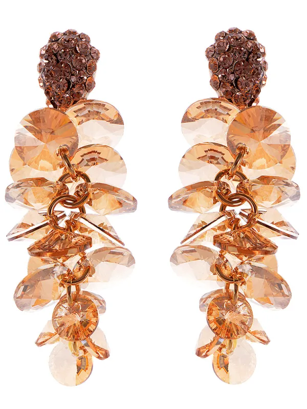 Swarovski Crystal Element Gold Topaz Colored Half Ball Grape Berry Cluster Dangle Earrings sold by Anna-Kaci