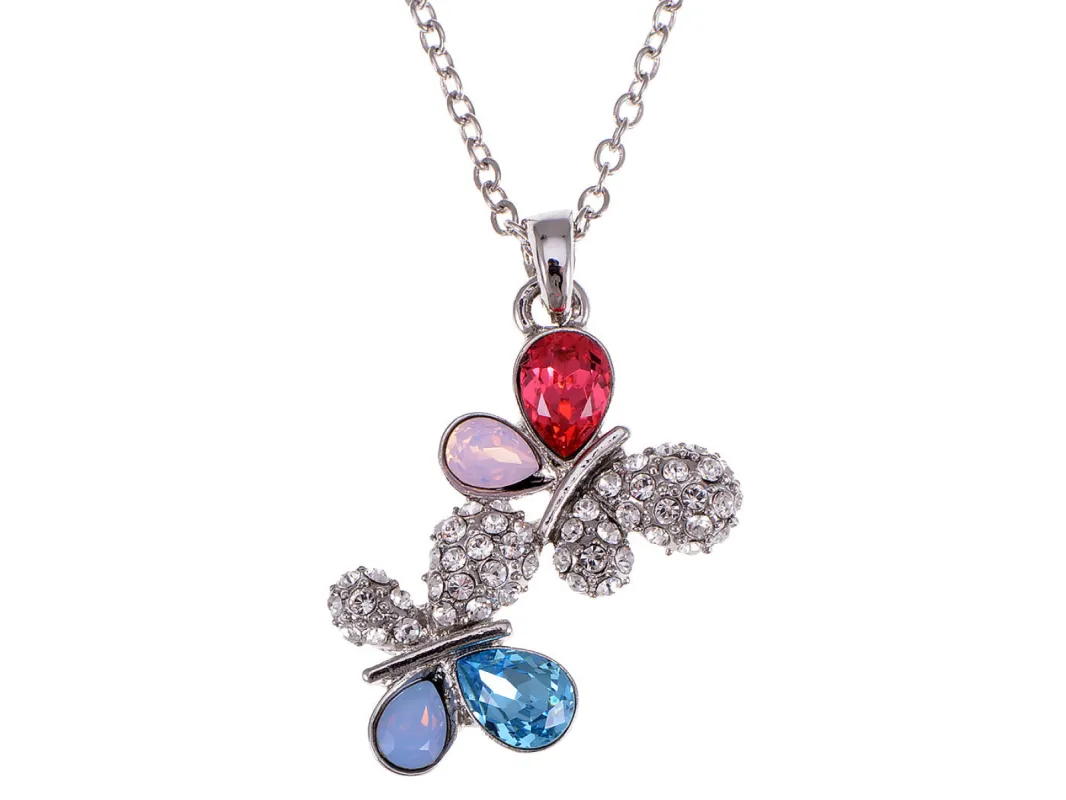Swarovski Crystal Multicoloured Elements Butterflies Wafting Necklace sold by Anna-Kaci