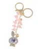 Pink Beaded Gold Lucky Bunny Rabbit Keychain sold by Anna-Kaci