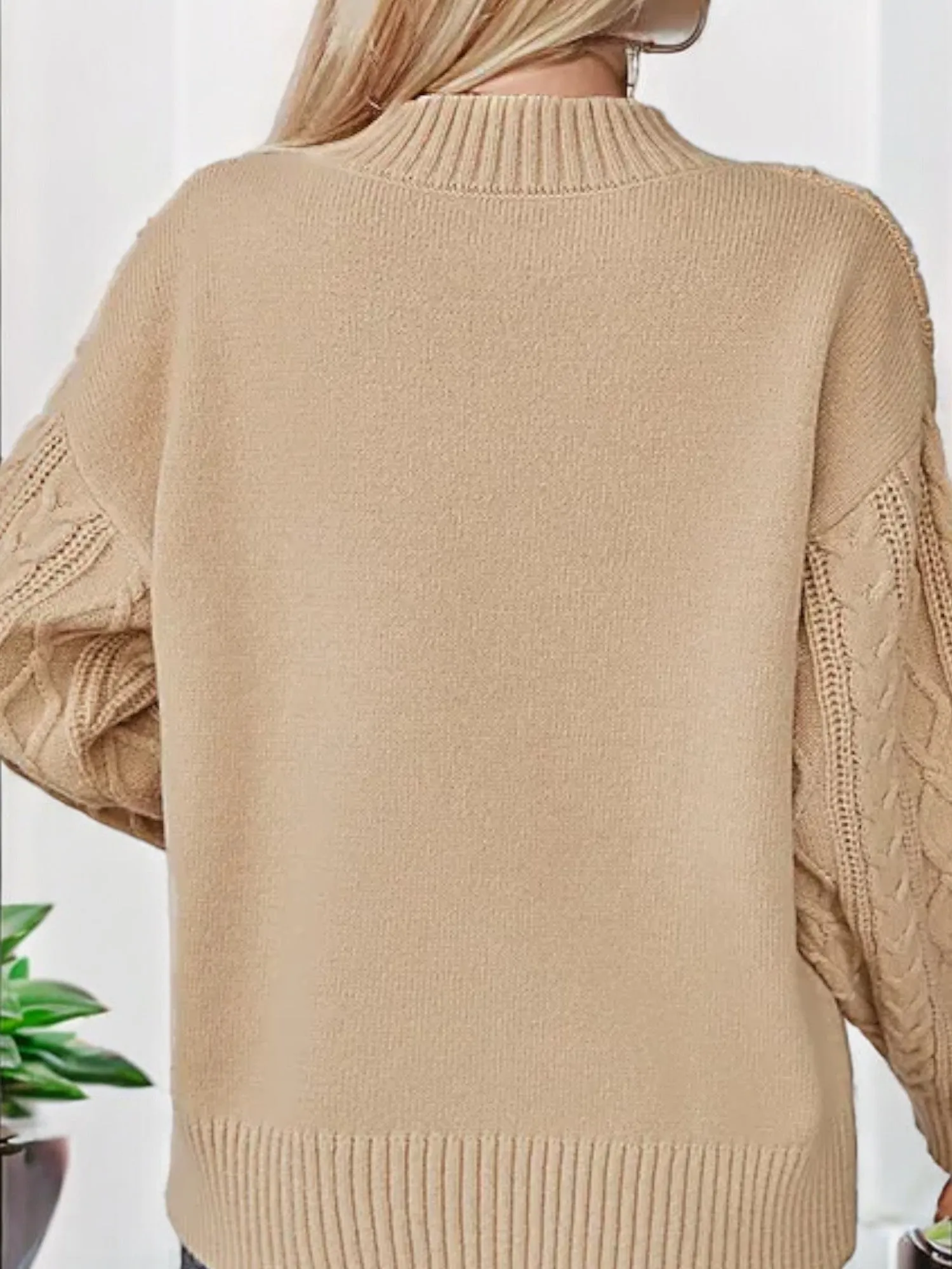 Anna-Kaci Women's Cable Knit Sweater with Ribbed Cuffs and V-Notch Neckline sold by Anna-Kaci product image thumbnail 5