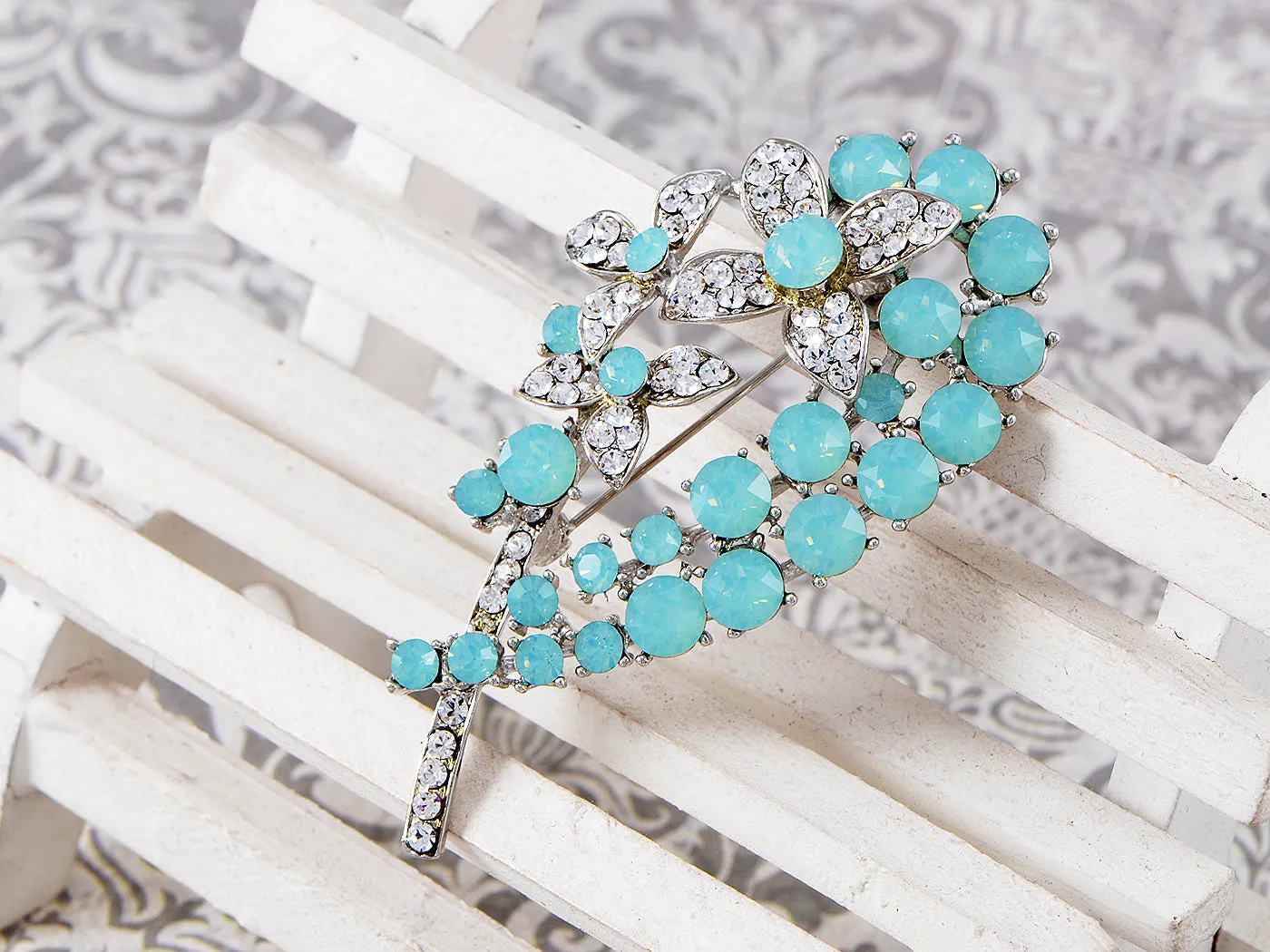 Blue Flower Bouquet Brooch Pin sold by Anna-Kaci product image thumbnail 2