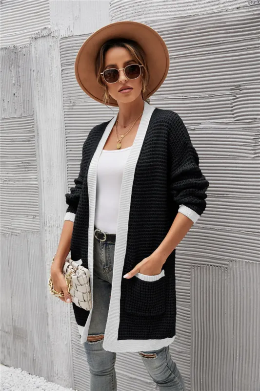 Contrast Binding Knit Cardigan sold by Anna-Kaci
