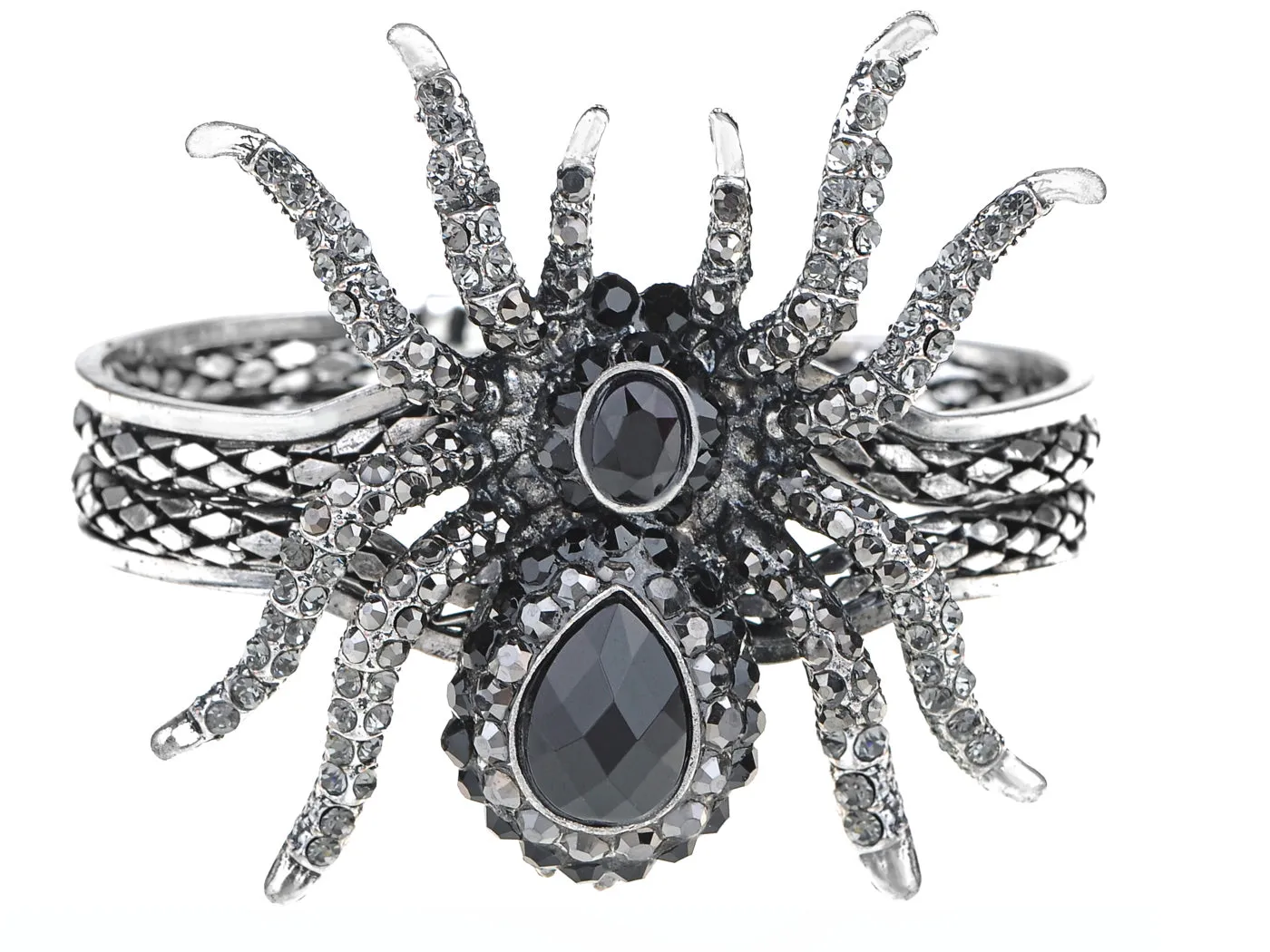Spider Bangle Bracelet With Double Rhinestones sold by Anna-Kaci