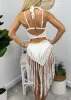 Halter Crochet Tassel Swimwear Beach Dress Bikini Cover Up sold by Anna-Kaci