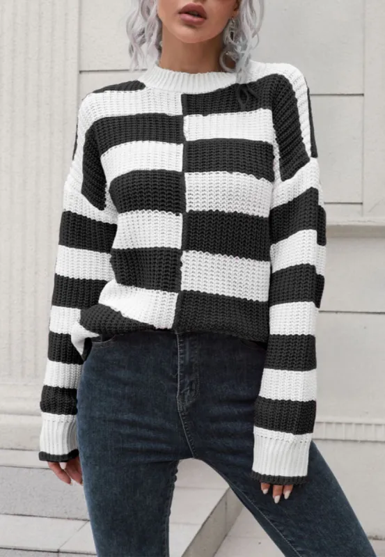 Uneven Striped Textured Sweater sold by Anna-Kaci
