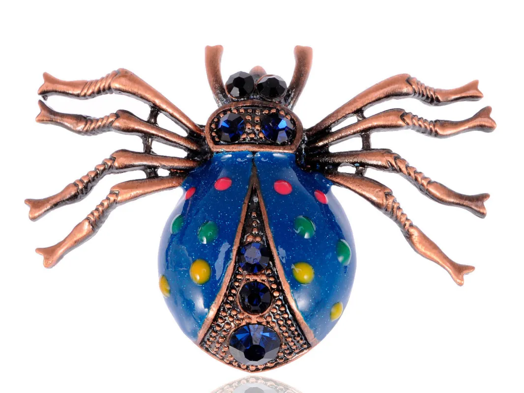 Enamel Blue Vivid Spider Insect Color Spots Pin Brooch Pendant sold by Anna-Kaci
