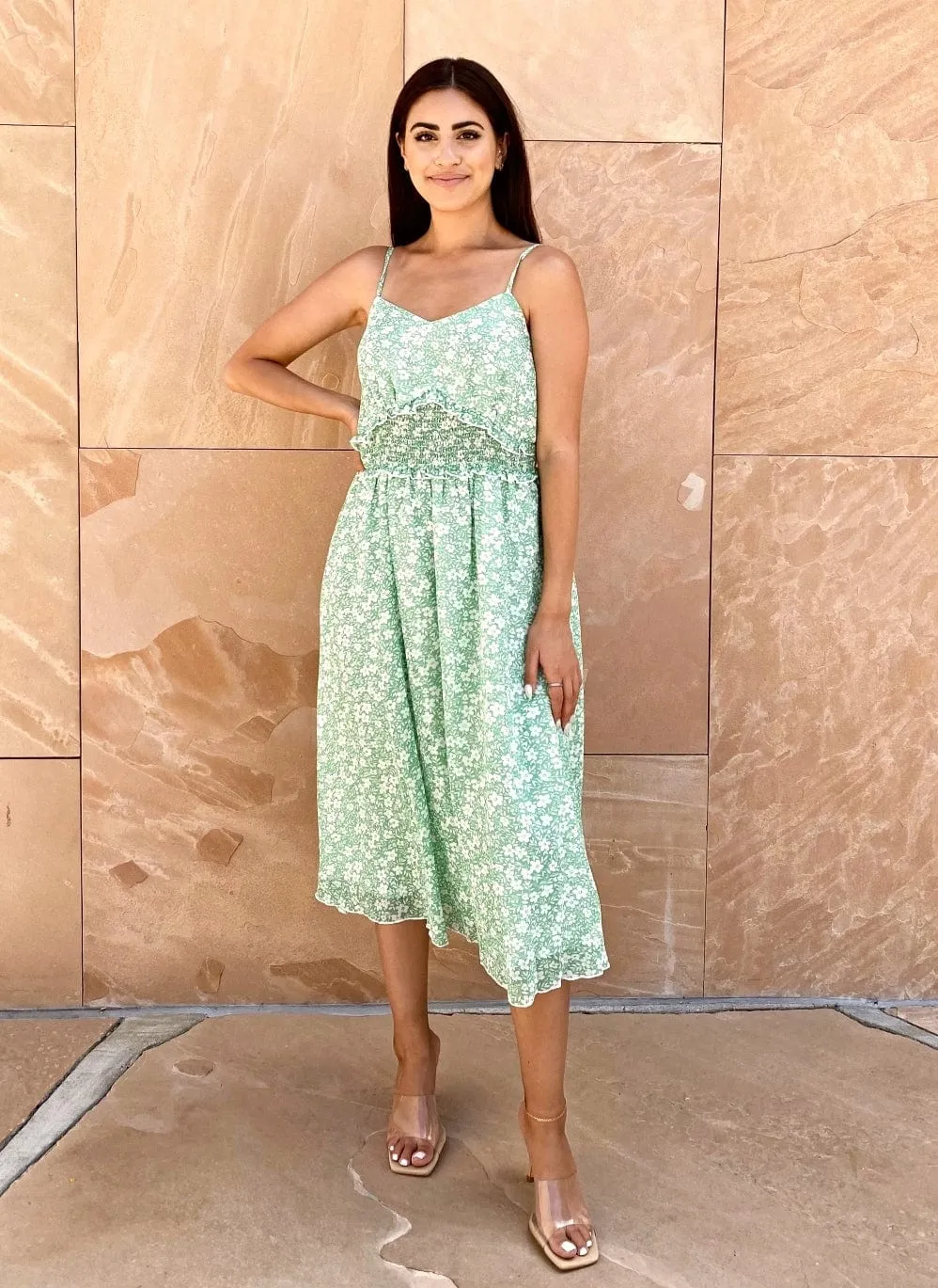 Ruffle Waist Floral Print Dress sold by Anna-Kaci