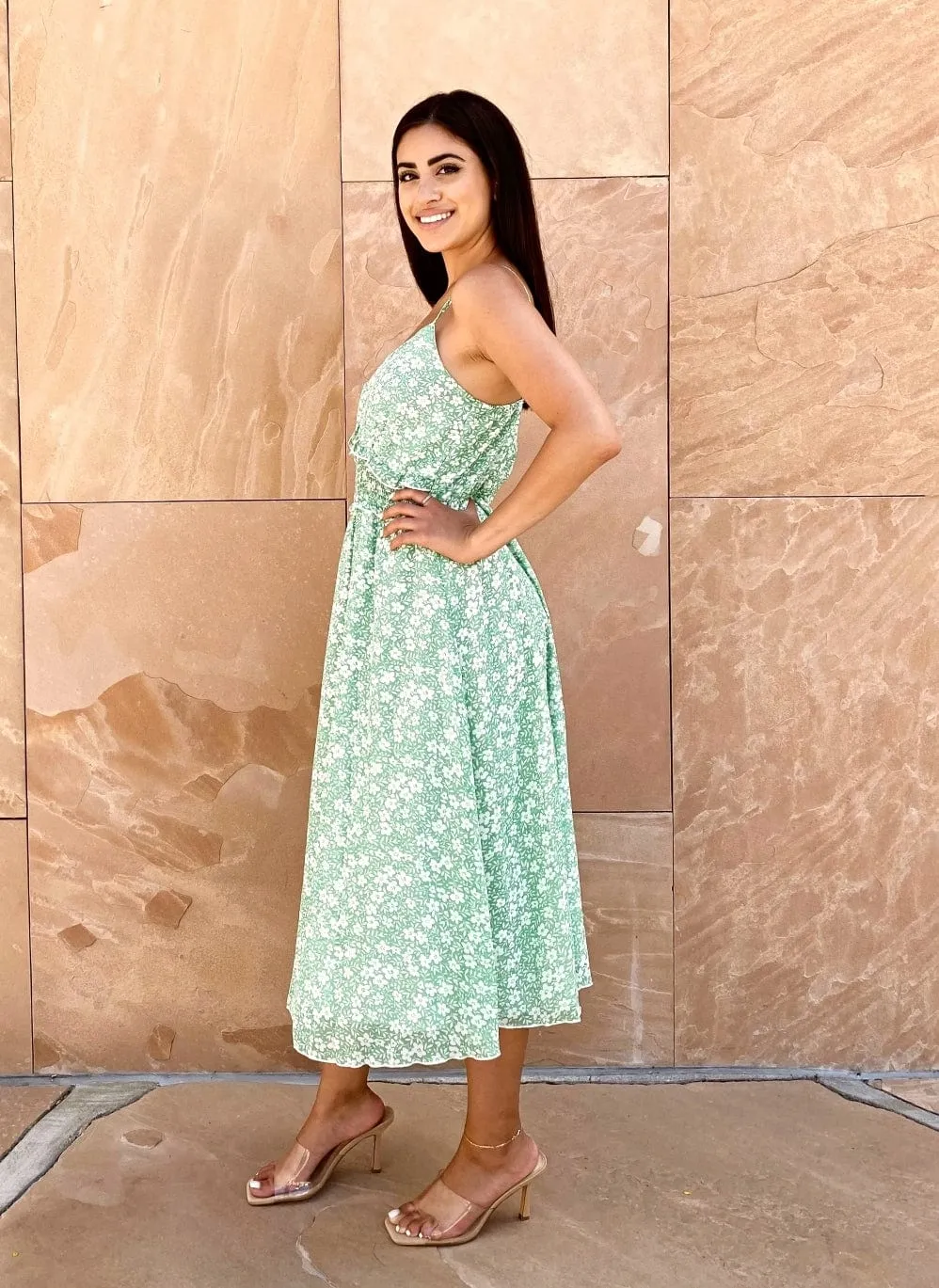 Ruffle Waist Floral Print Dress sold by Anna-Kaci product image thumbnail 4