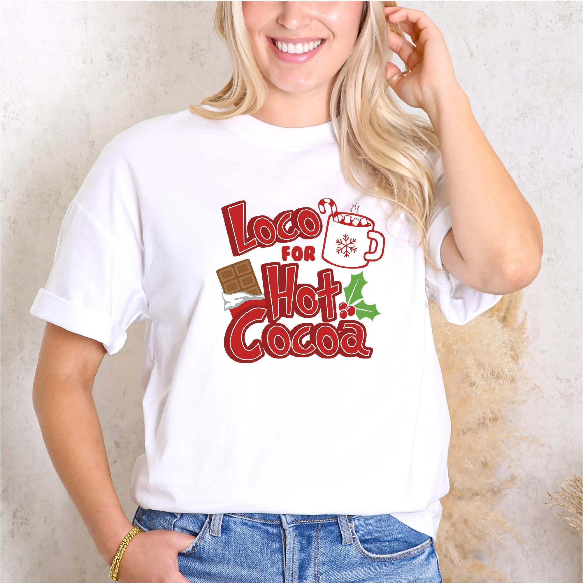 'Loco for Hot Cocoa' Cozy Vibes Holiday Tee sold by Anna-Kaci