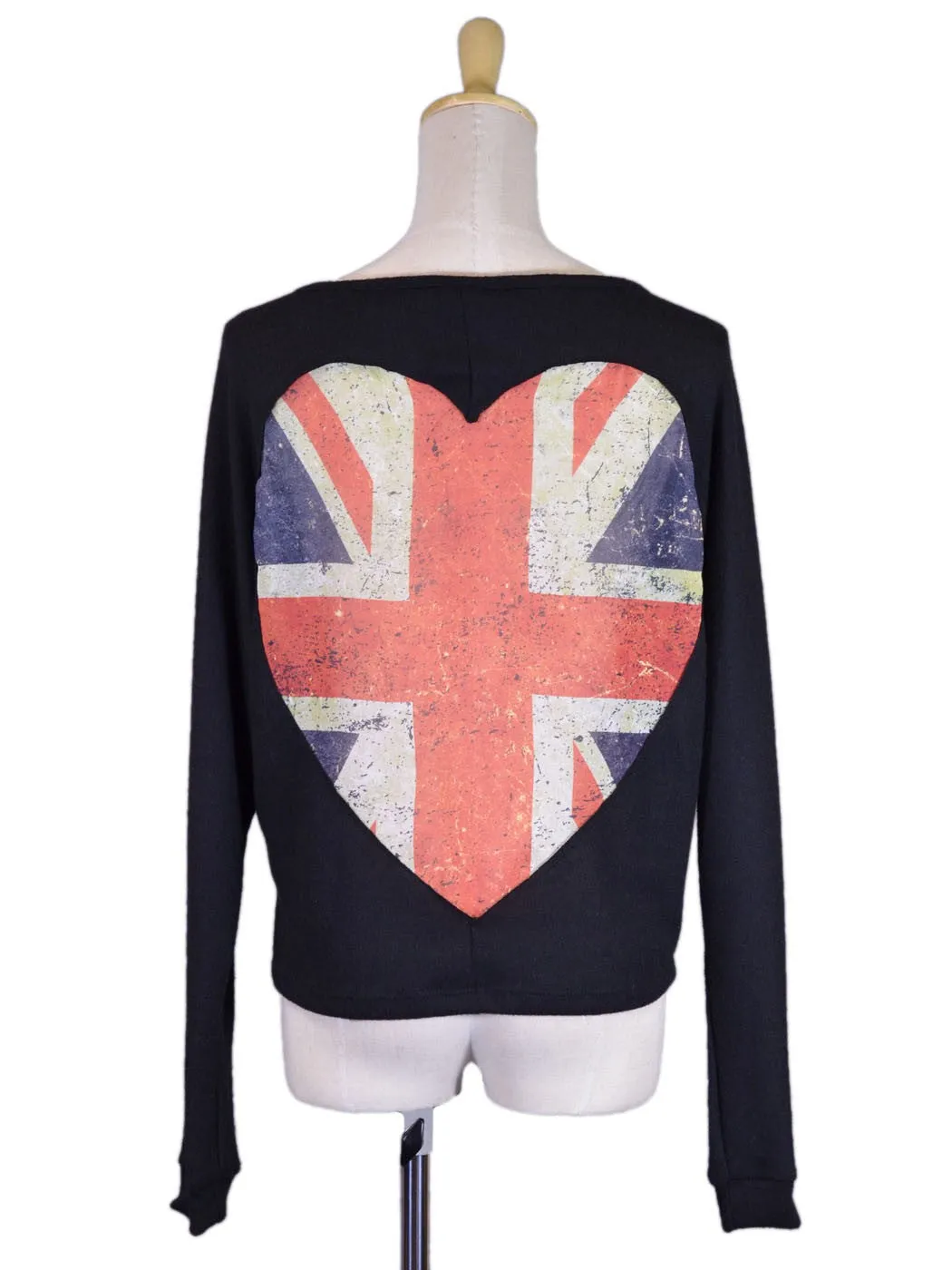 The Classic Rock-N-Love Casual Knit British Flag Heart Back Logo Long Sleeve Top sold by Anna-Kaci product image thumbnail 3