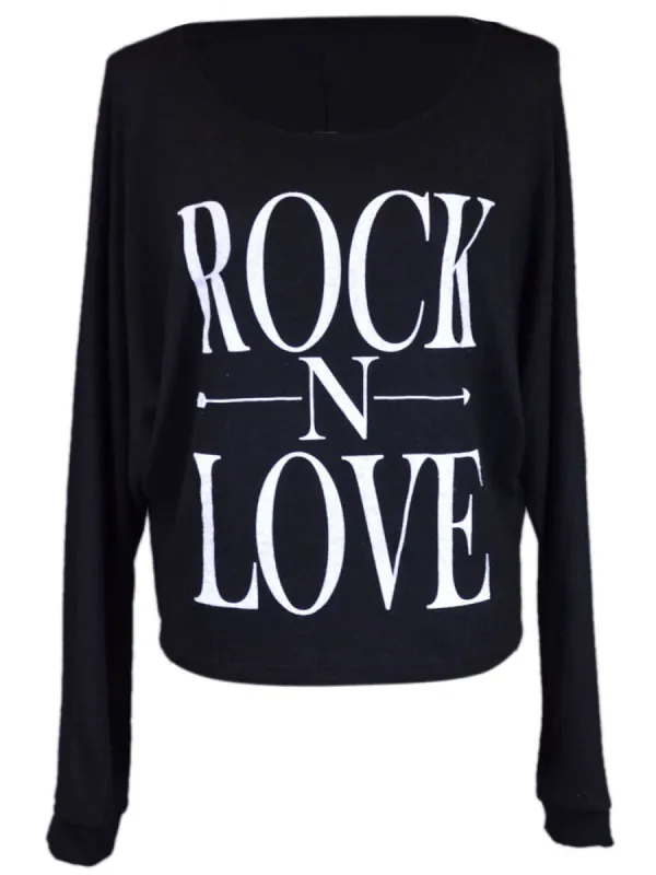 The Classic Rock-N-Love Casual Knit British Flag Heart Back Logo Long Sleeve Top sold by Anna-Kaci
