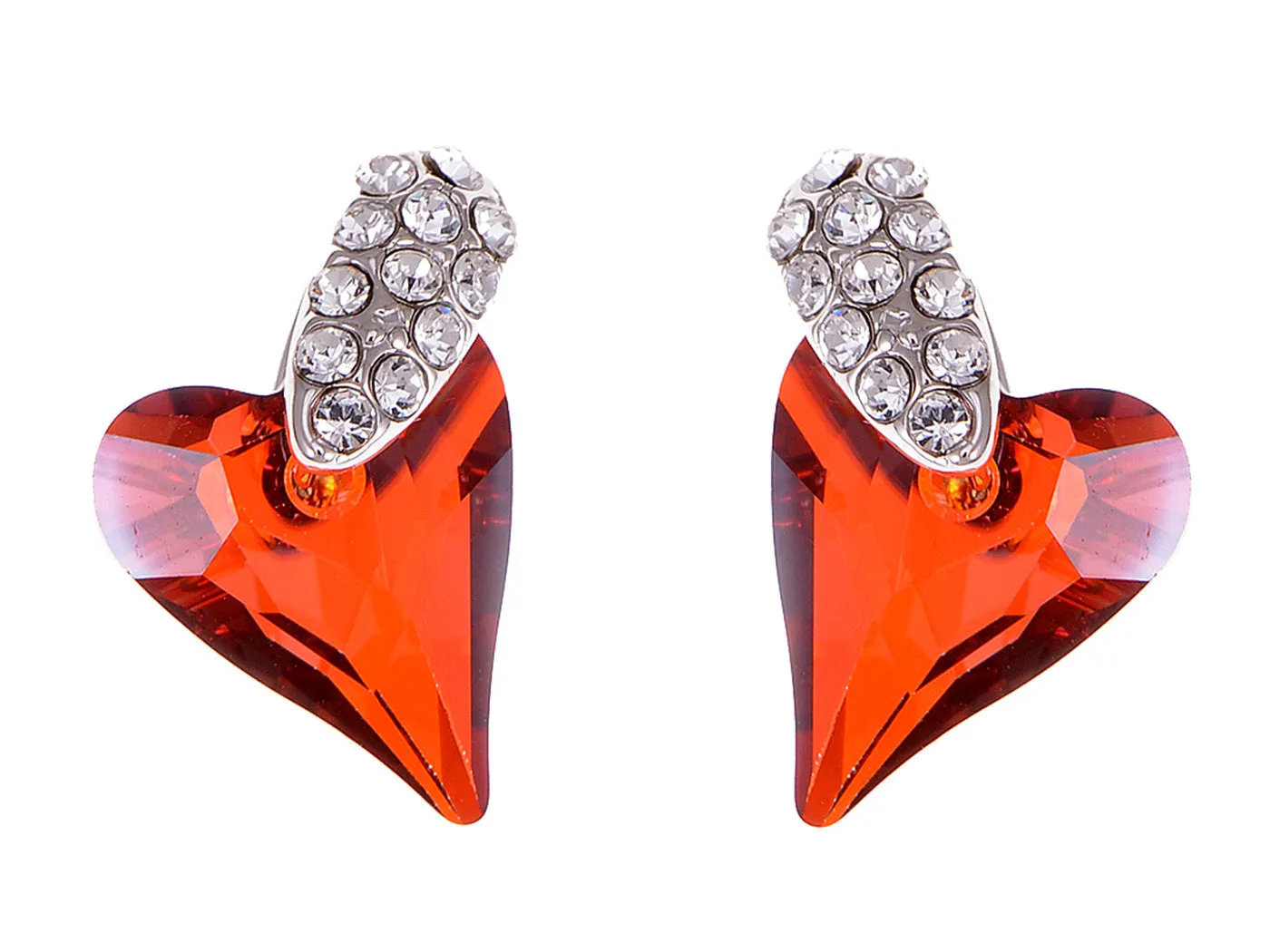 Swarovski Crystal Element Silver Topaz Colored Love Heart Spade Stud Earrings sold by Anna-Kaci