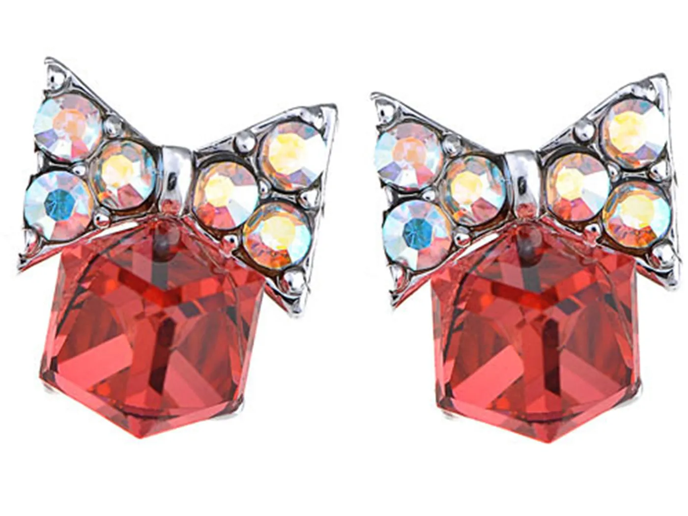 Swarovski Crystal Element Silver Topaz Colored Love Heart Spade Stud Earrings sold by Anna-Kaci product image thumbnail 5