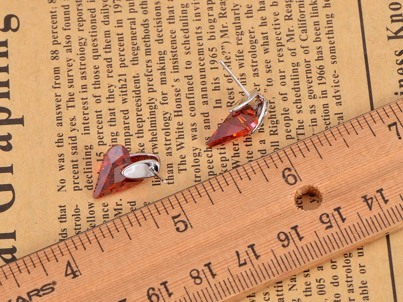 Swarovski Crystal Element Silver Topaz Colored Love Heart Spade Stud Earrings sold by Anna-Kaci product image thumbnail 3