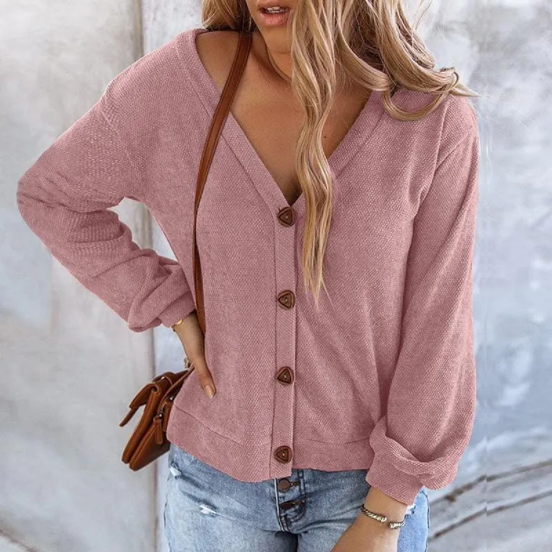 Textured Mauve Button Cardigan made by Anna-Kaci