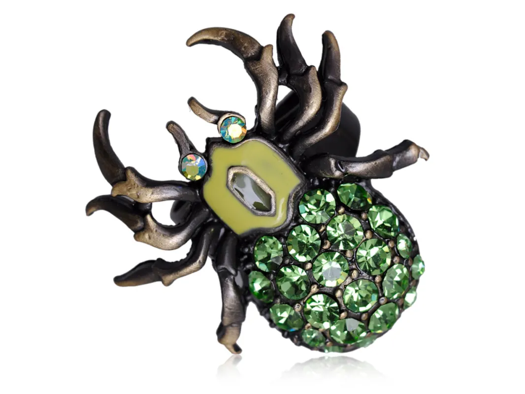 Bronze Brass Peridot Green Body Spider Insect Bug Ring sold by Anna-Kaci