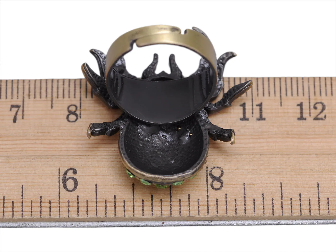 Bronze Brass Peridot Green Body Spider Insect Bug Ring sold by Anna-Kaci product image thumbnail 3