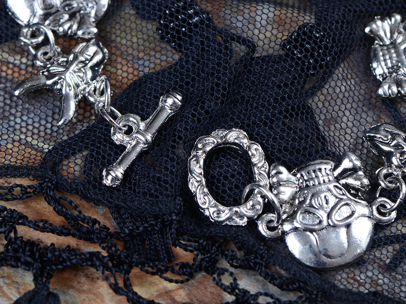 Silver Gothic Punk Skull Ox Head Halloween Bangle Bracelet Cuff sold by Anna-Kaci product image thumbnail 5