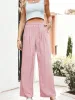Elastic High Waisted Loose Silk Wide Leg Pants sold by Anna-Kaci