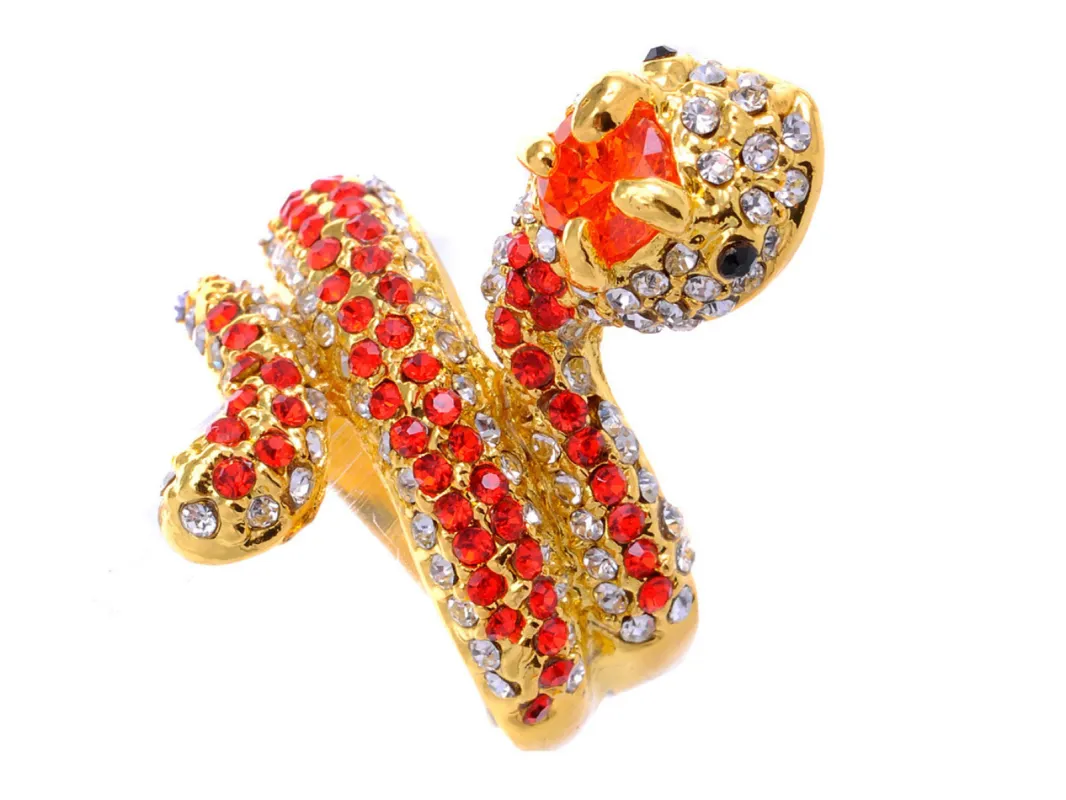 Ruby Red Body Fireopal Zircon Coiled Snake Sized Ring sold by Anna-Kaci
