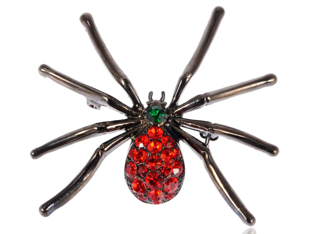 Gun Red Gothic Halloween Creepy Spider Brooch Pin sold by Anna-Kaci