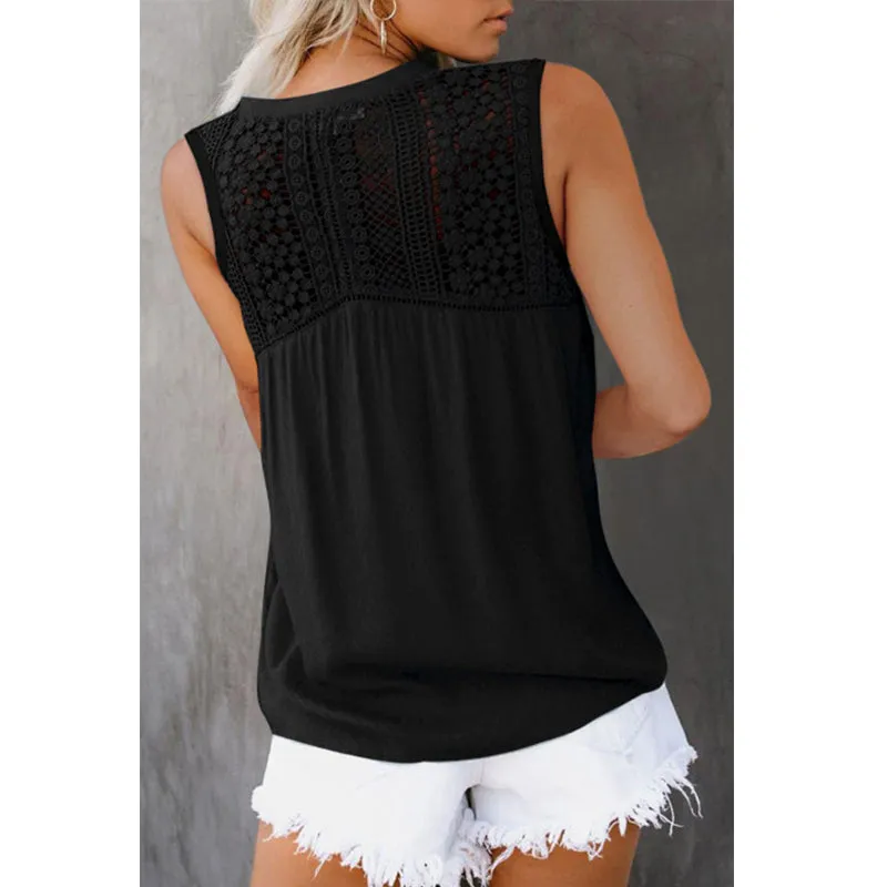 Crochet Lace Detail Knot Blouse sold by Anna-Kaci product image thumbnail 3