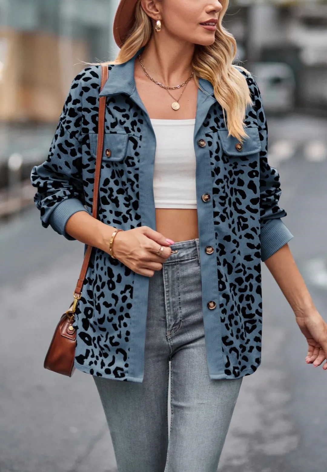 Leopard Print Collared Jacket sold by Anna-Kaci product image thumbnail 2