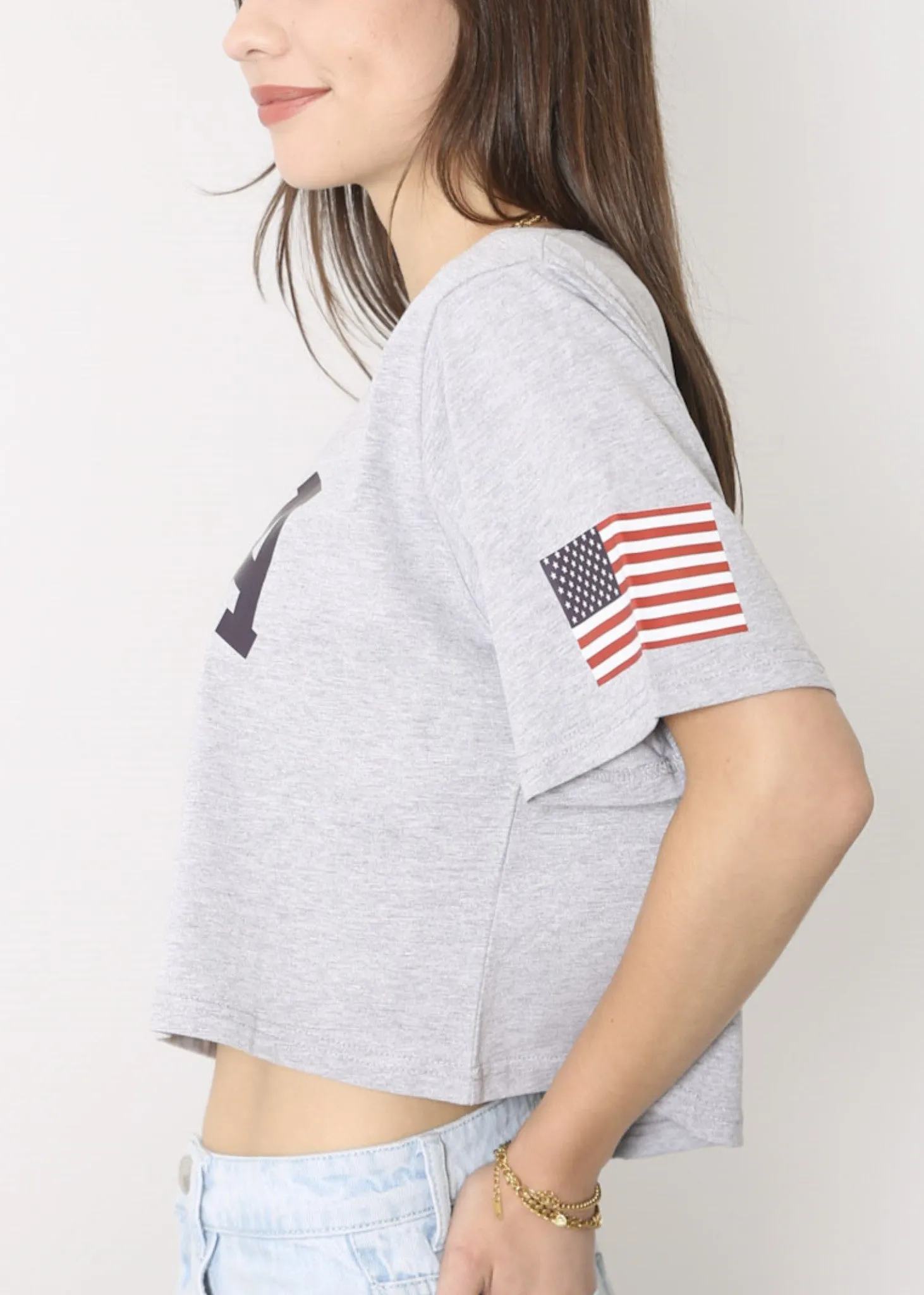 Anna-Kaci Women's Letter Print Crop Top Short Sleeve July 4th USA Flag T-Shirt sold by Anna-Kaci product image thumbnail 5