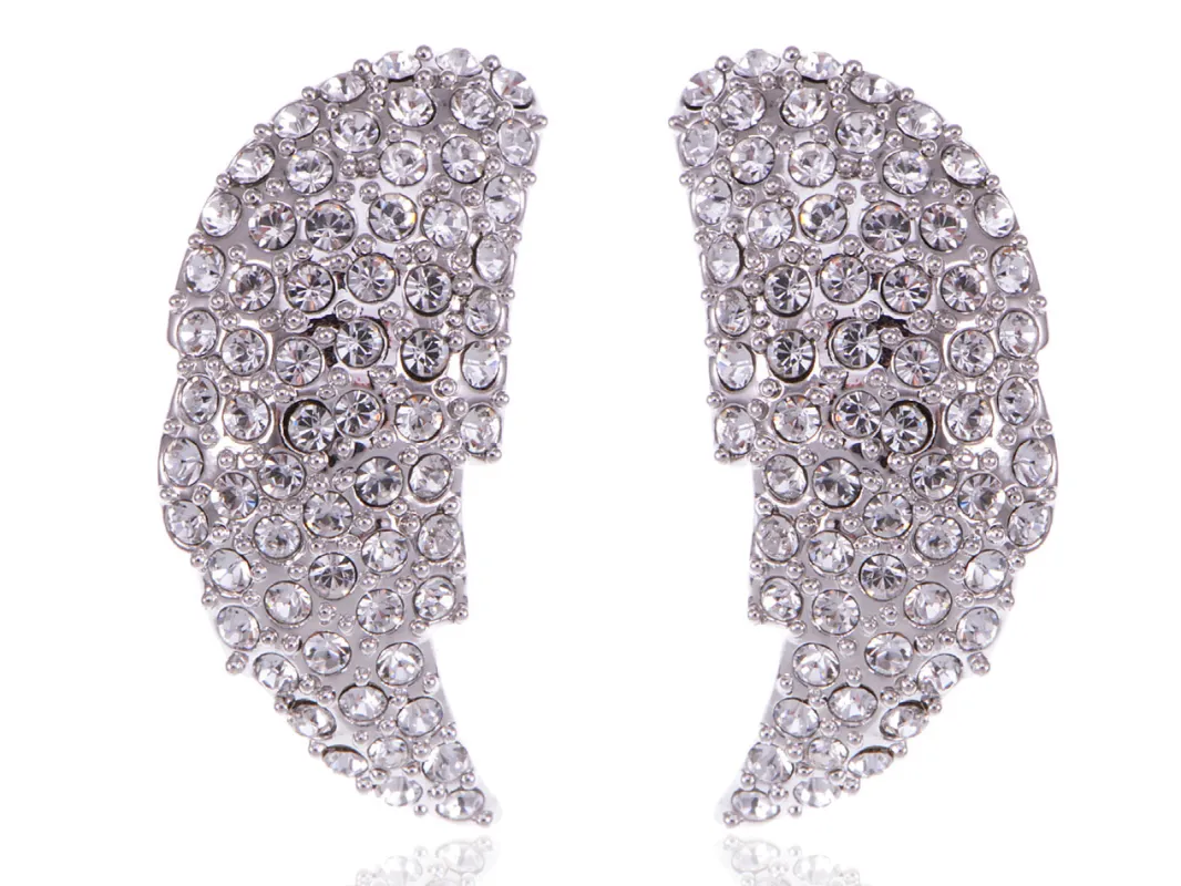 Swarovski Crystal Element Silver Colored Angel Wings Stud Earrings sold by Anna-Kaci
