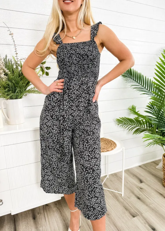 Floral Print Culottes Jumpsuit sold by Anna-Kaci