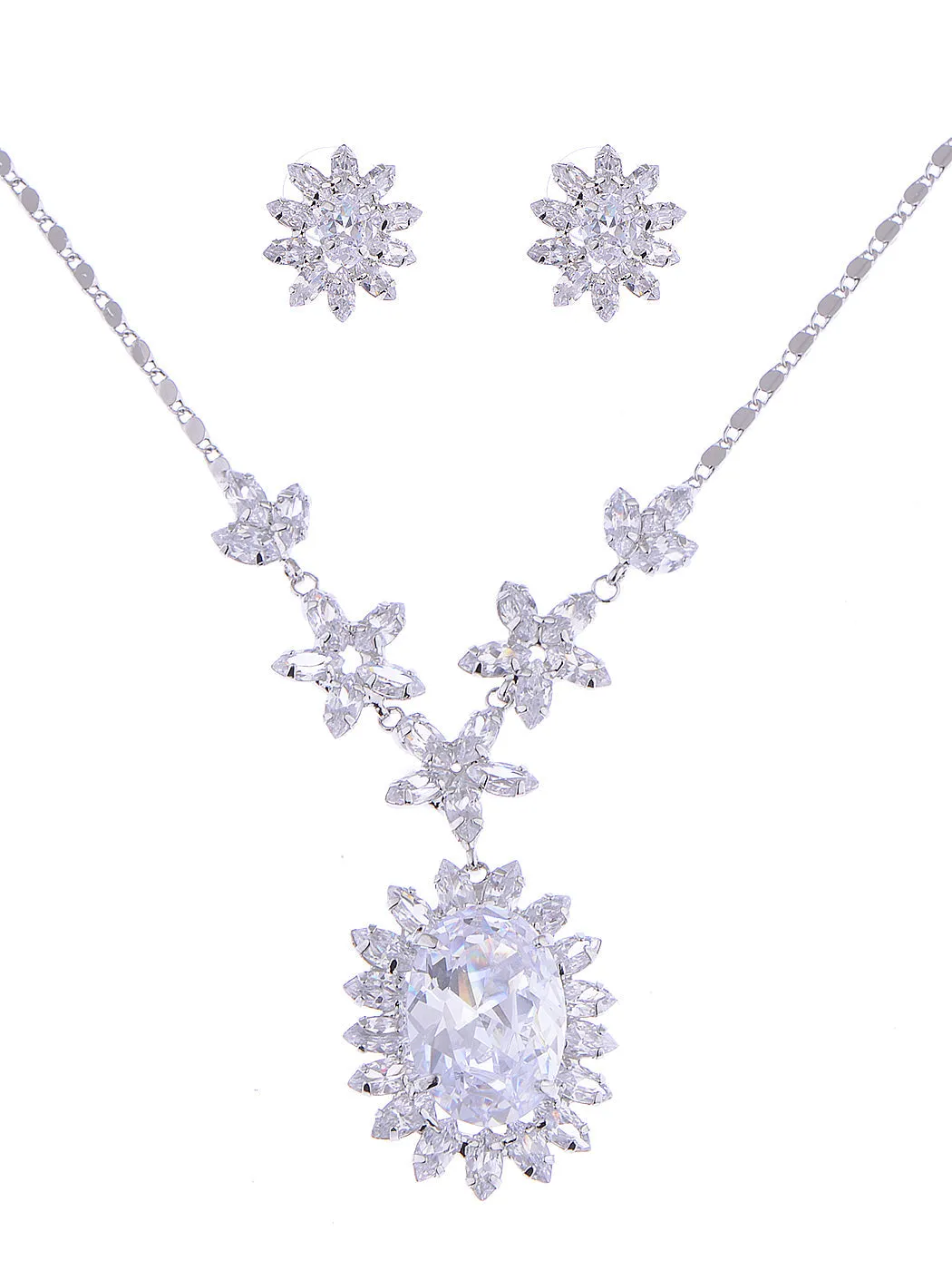 Swarovski Crystal Element Sunbursting Flower Earring Necklace Set sold by Anna-Kaci