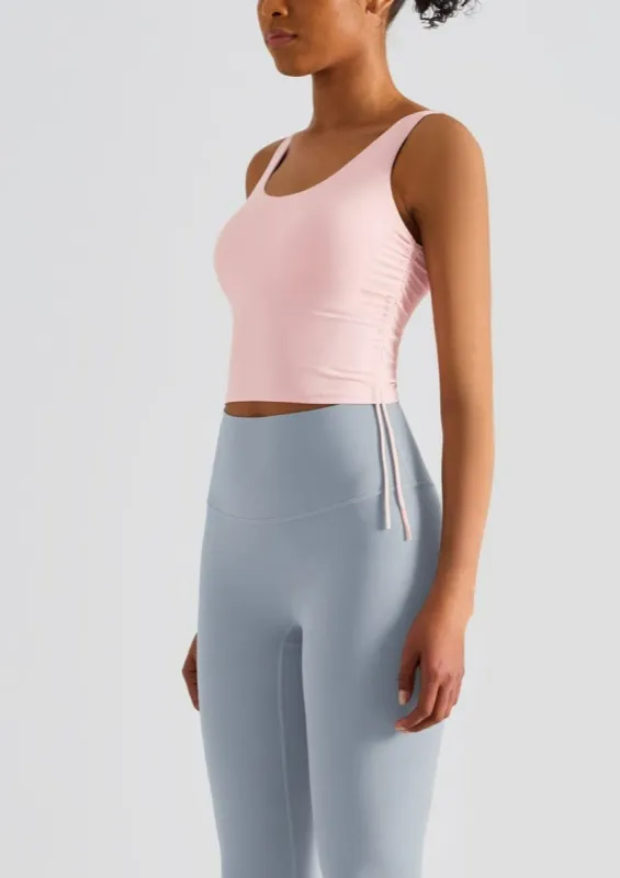 Scoop Neck Ruched Side Buttery Soft Sports Tank sold by Anna-Kaci