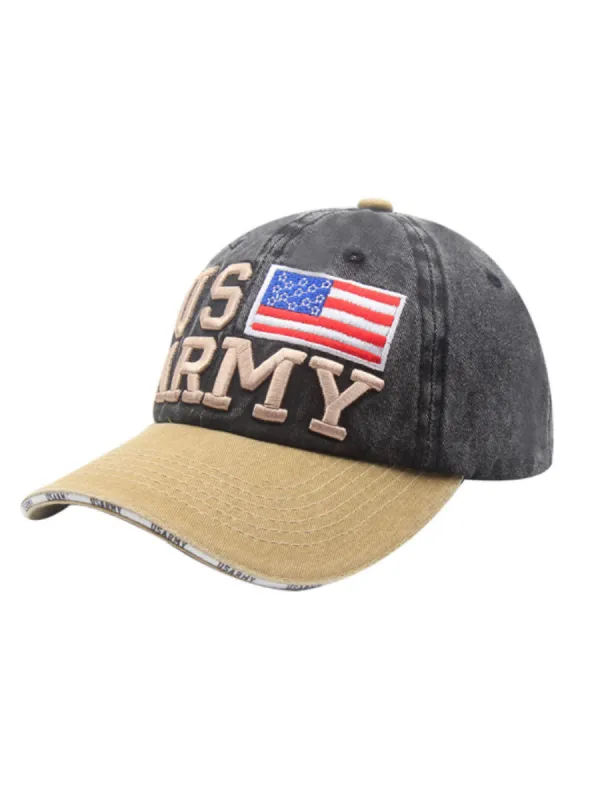 USA American Flag Hat US Army Letter Embroidery Cotton Adjustable Baseball Cap for Men Women sold by Anna-Kaci