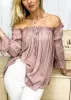 Semi Sheer Boho Peasant Off the Shoulder Top sold by Anna-Kaci