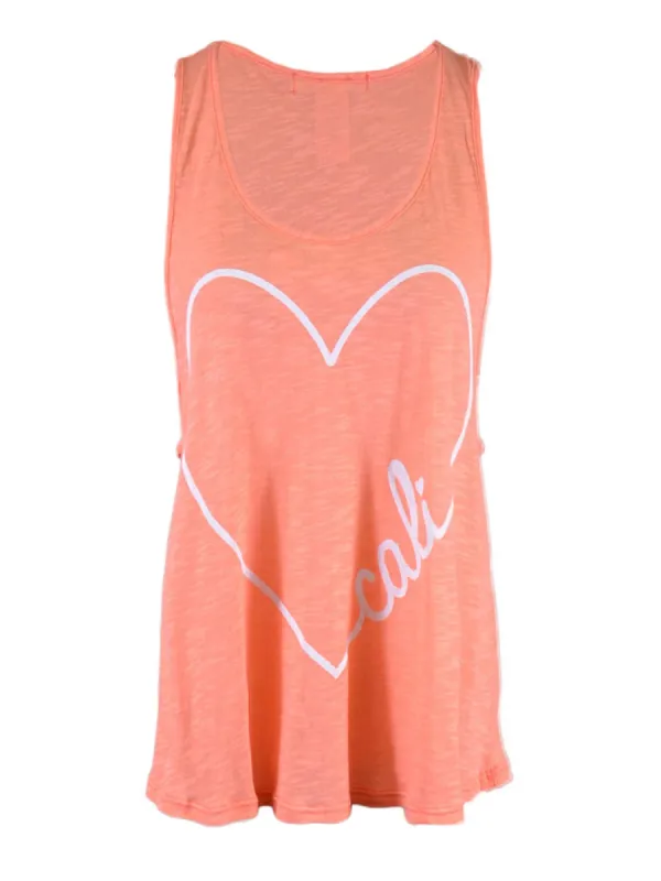 Michelle Fun Expressive Give Me Love Cali Racerback Knit Loose Fit Tank Top sold by Anna-Kaci