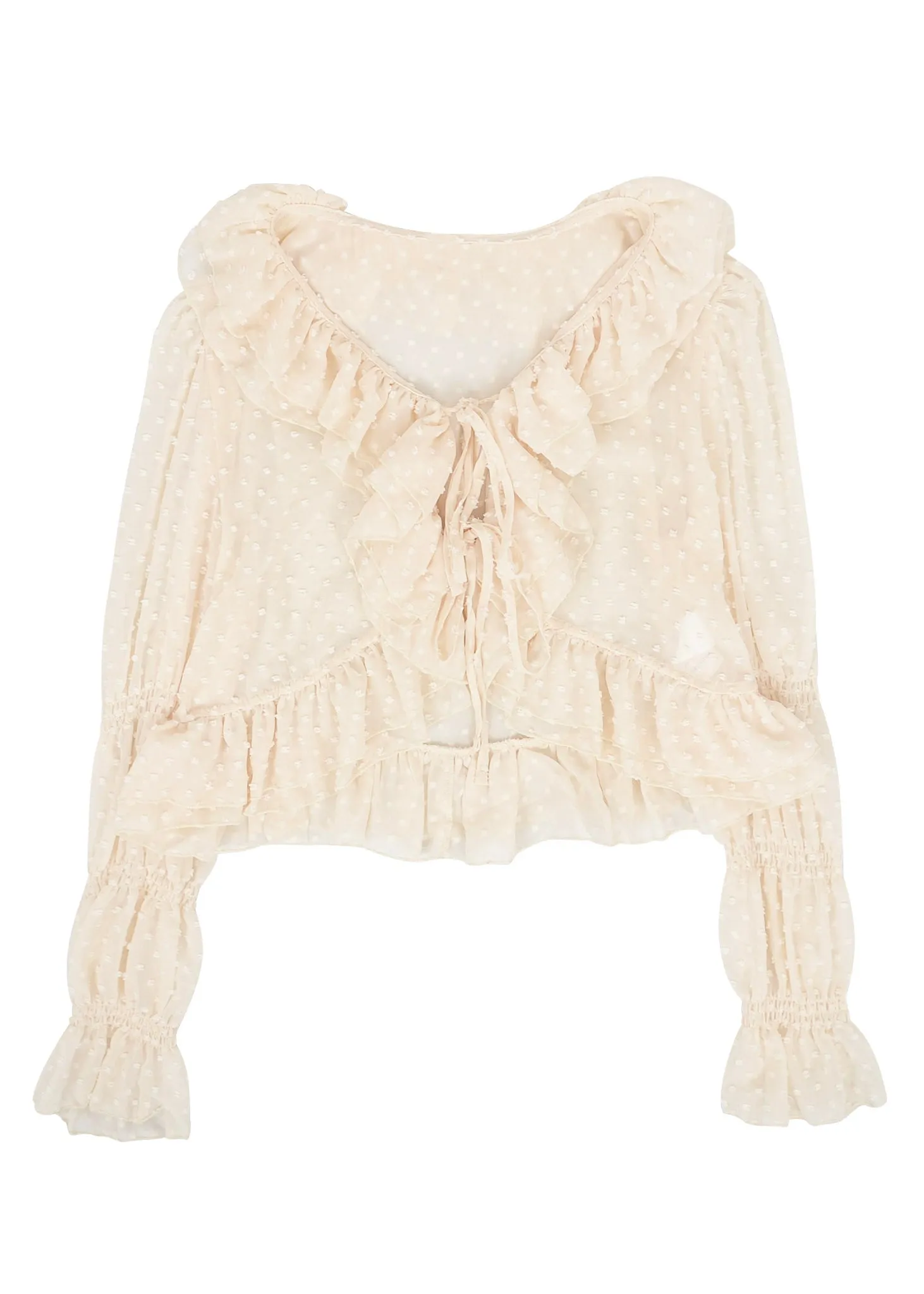 Swiss Dot Ruffle Detail Blouse sold by Anna-Kaci product image thumbnail 4