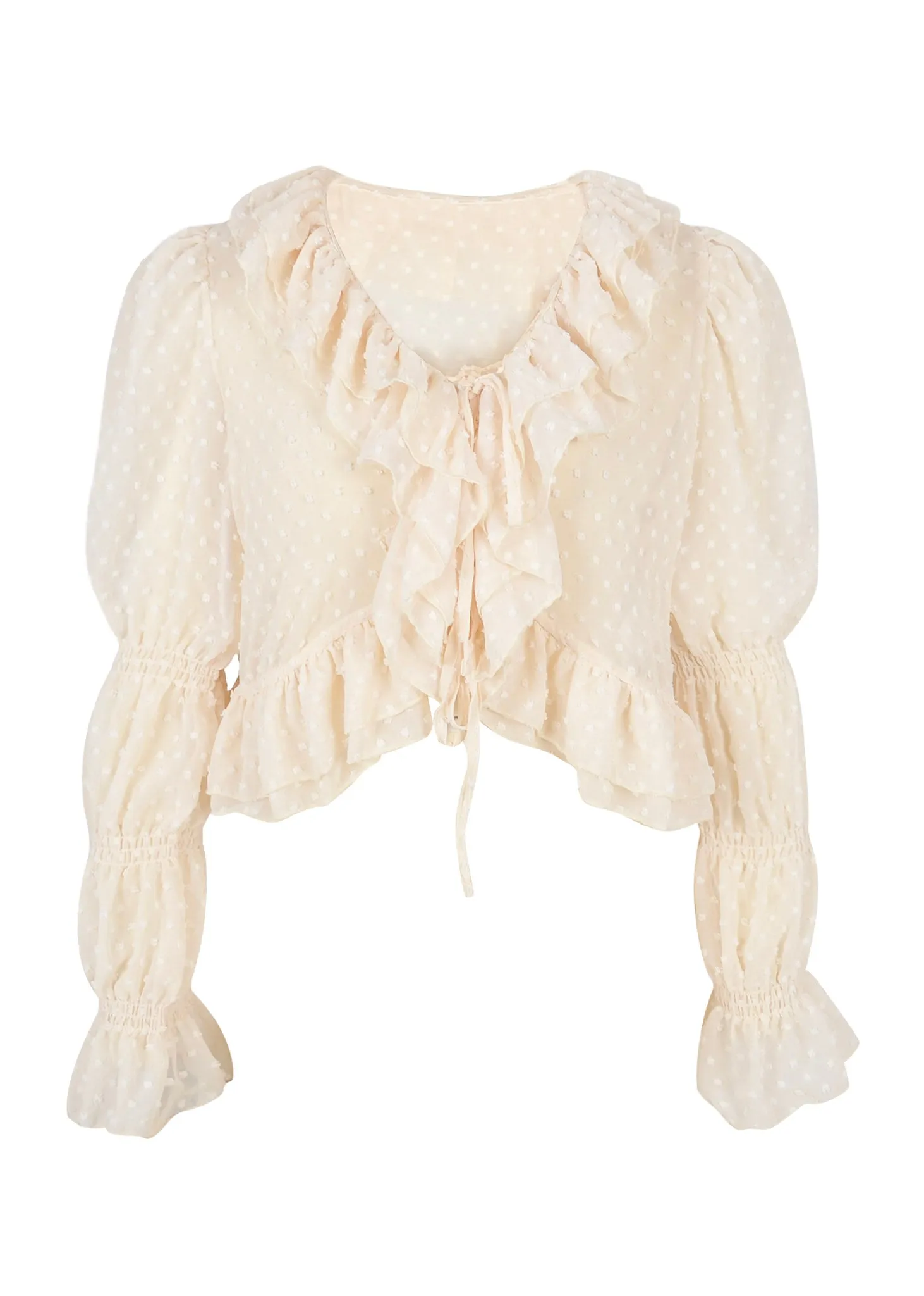 Swiss Dot Ruffle Detail Blouse sold by Anna-Kaci product image thumbnail 2