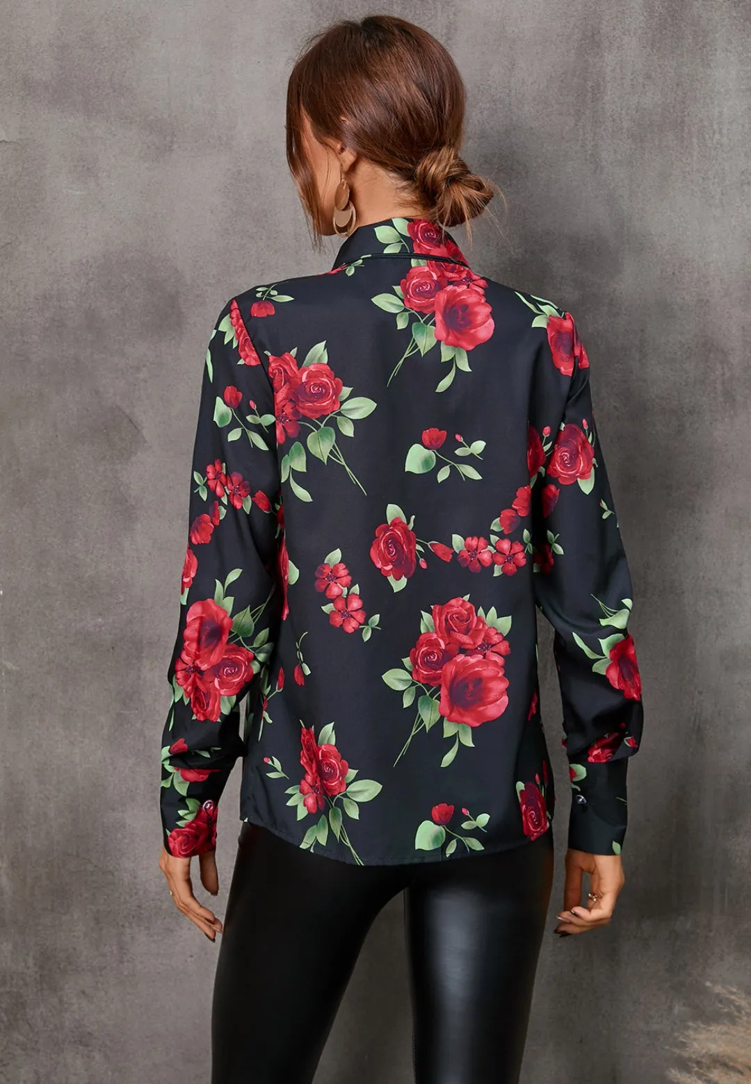 Collared Tie Neck Printed Blouse sold by Anna-Kaci product image thumbnail 5