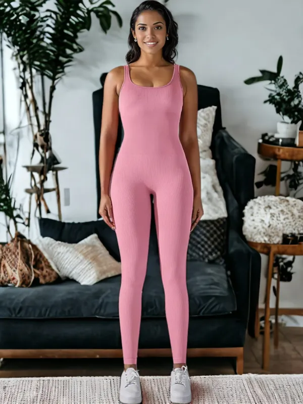 One-Piece Tight Collar Yoga Sports Jumpsuit sold by Anna-Kaci