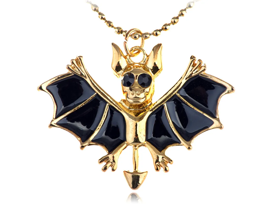 Sparkle Glitter Devil Batman Bat Goblin Evil Pendant Necklace sold by Anna-Kaci