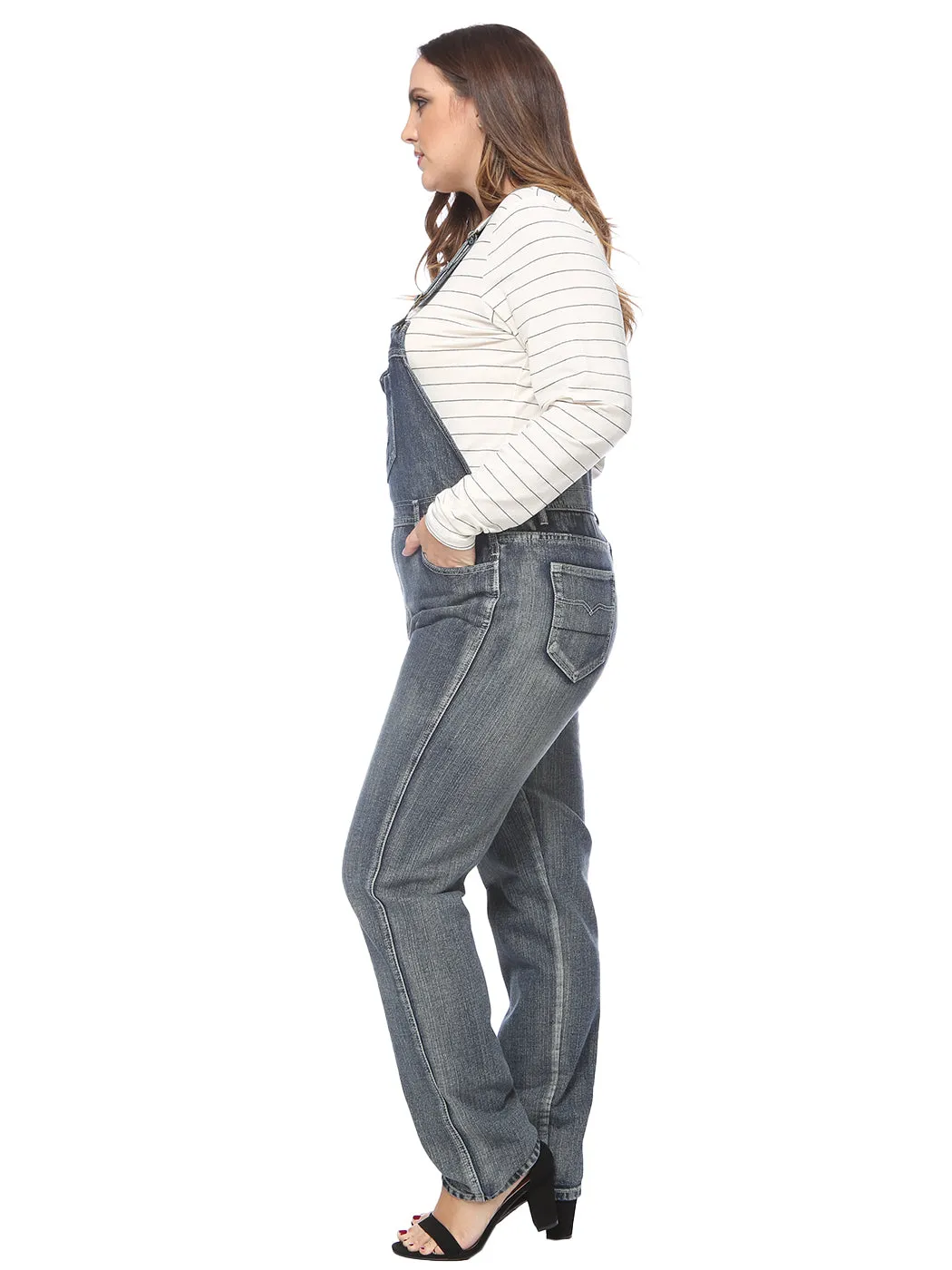 Plus Size Classic Denim Overalls sold by Anna-Kaci product image thumbnail 3