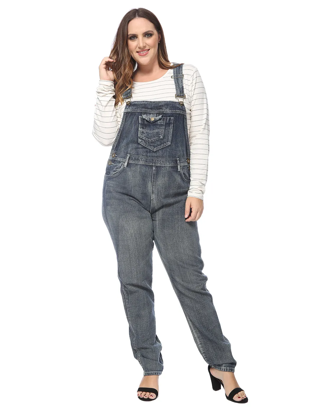 Plus Size Classic Denim Overalls sold by Anna-Kaci